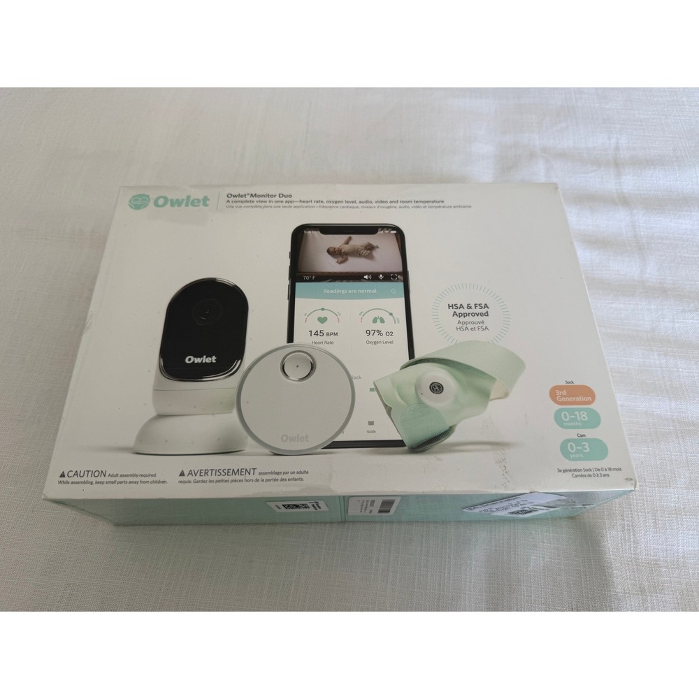 Owlet Monitor Duo 3rd Gen Smart Sock and HD Camera Baby Monitoring System - NIB